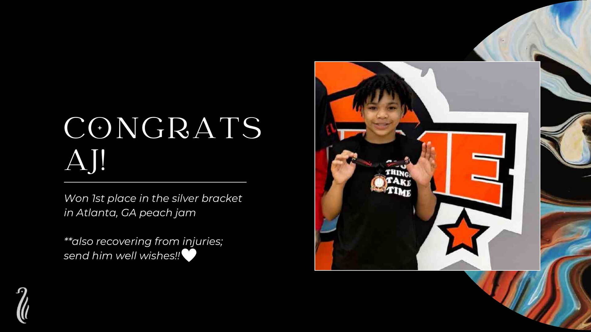 Congratulations to AJ on winning first place in the silver bracket at Peach Jam