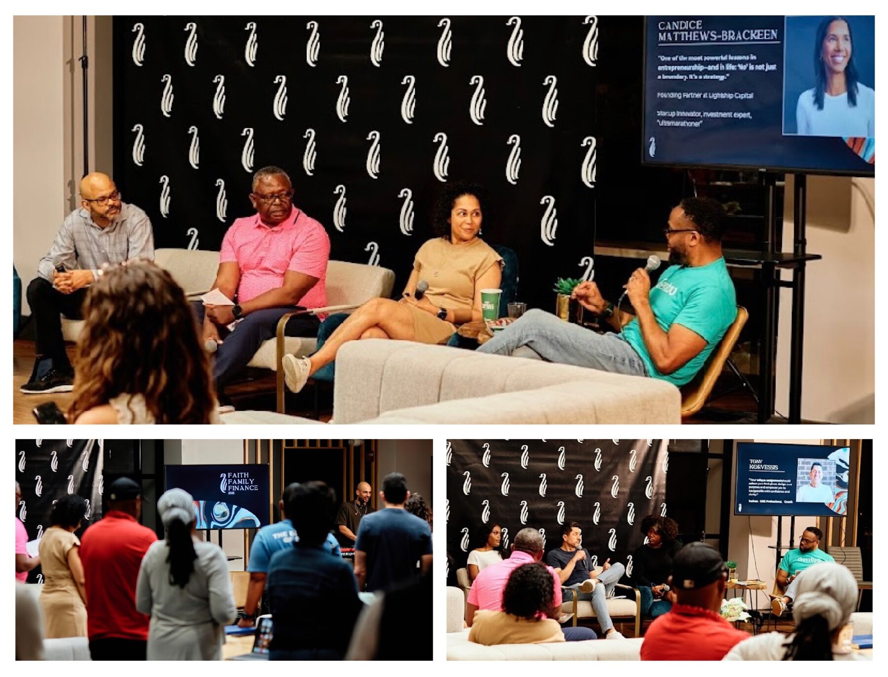 Family members and guests in conversation at a Faith, Family and Finance gathering